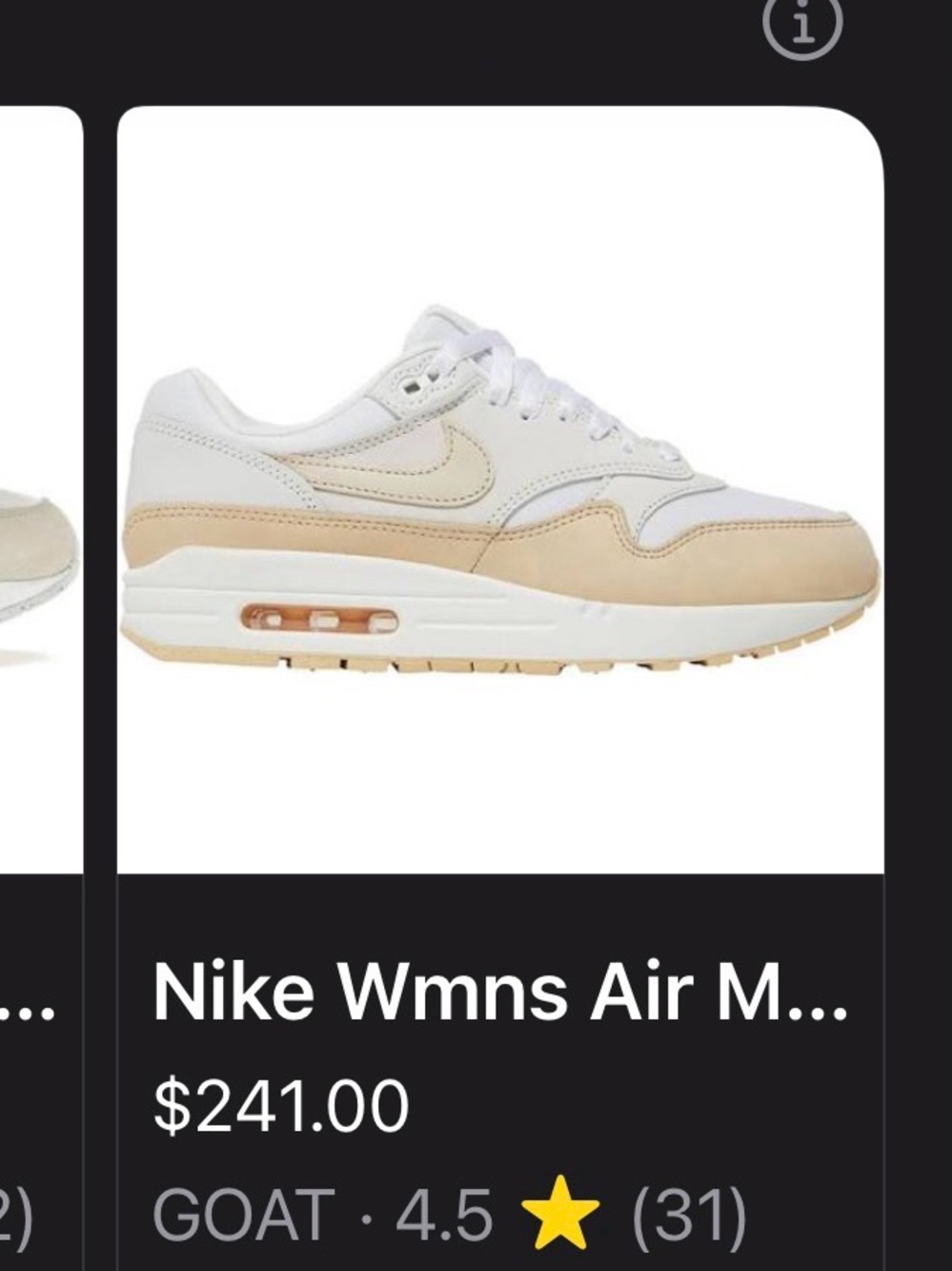 Nike Women's Air Max 1 Premium Sandrift Sneakers size 7 GUC neutral colors